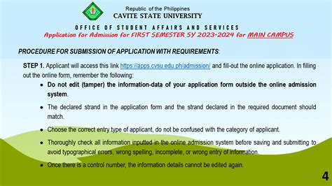 First Semester Sy 2023 2024 Application For Admission Cavite State