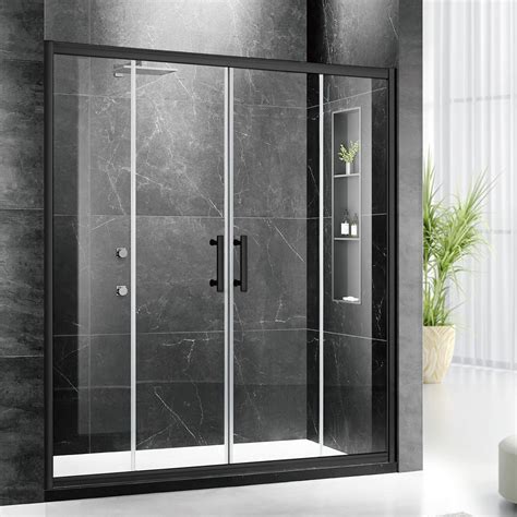 Mersviton Framed Double Sliding Shower Door 60 In W X 76 In H Clear Tempered Glass Door With