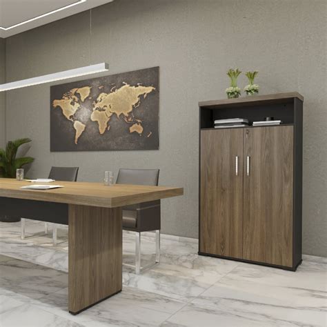 Armário Alto Escritório com Nicho e 3 Prateleiras Tamburato Artany