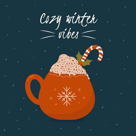 Christmas Mug With Winter Hot Drink Isolated Cozy Cup With Cocoa