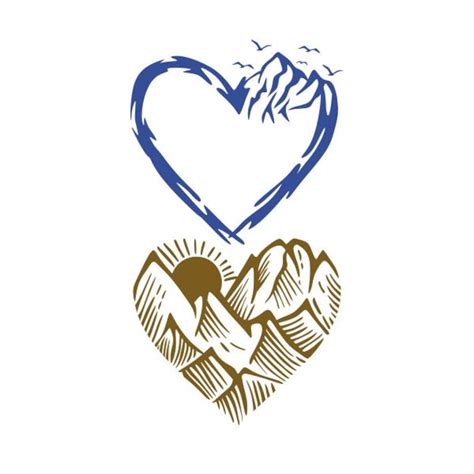 Heart Mountains Cuttable Design SVG PNG DXF & Eps Designs - Etsy