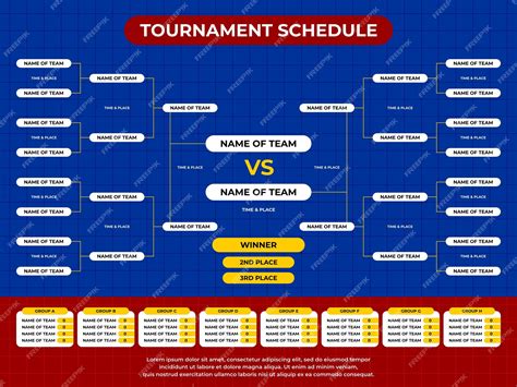 Premium Vector | Complete tournament schedule from group to champion