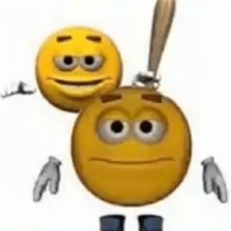 An Emoticive Smiley Face Holding A Baseball Bat