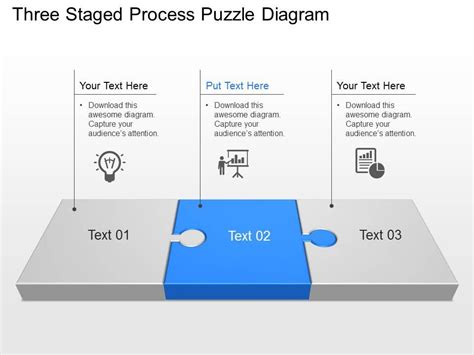 Three Staged Process Puzzle Diagram Powerpoint Template Slide Powerpoint Presentation Slides