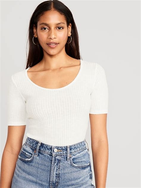 Fitted Elbow Sleeve Rib Knit T Shirt Old Navy