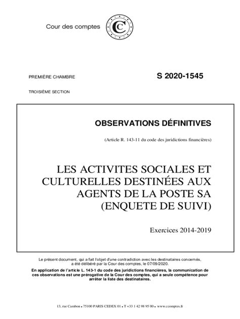 Remplissable En Ligne Observations Dfinitives Les Activits Sociales Et