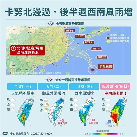 「卡努」仍不排除海警 週四起留意西南風強風軸帶雨勢 生活 自由時報電子報