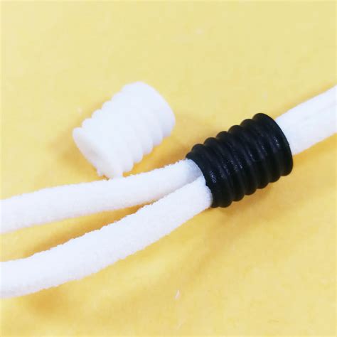 100 PCS Adjuster Stop Cord White Black Stop Cord Lock Elastic For Face