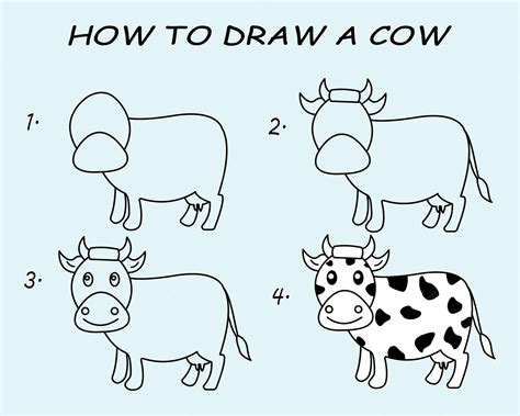 Paso a paso para dibujar una vaca. tutorial de dibujo de una vaca