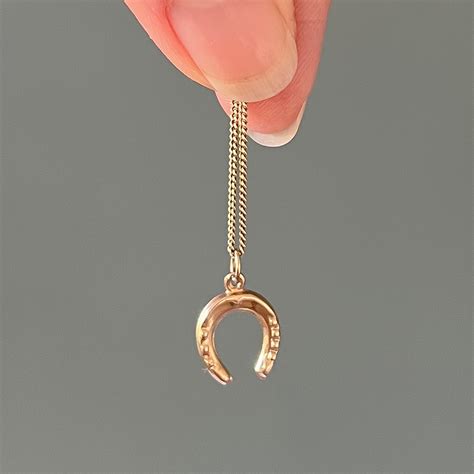 Vintage 9 Karat Gold Horseshoe Good Luck Charm Pendant For Sale at 1stDibs
