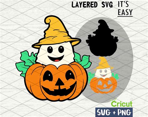 Ghostly Halloween Pumpkin Svg Cricut Svg Clipart Layered Svg Files