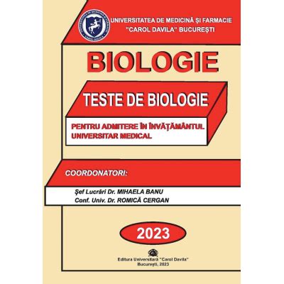 Teste Grila Pentru Admitere In Invatamantul Superior Medical Biologie