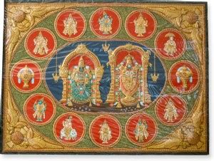 Mangala Arts Dasavatharam Antique Semi Embossed Tanjore Painting