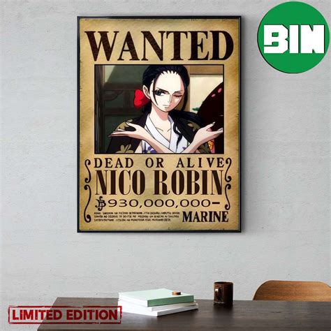 Nico Robin Dead Or Alive Wano Arc Wanted Poster Canvas - Binteez