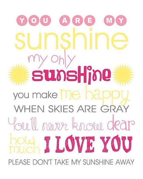 Printable You Are My Sunshine Lyrics Lopheroes