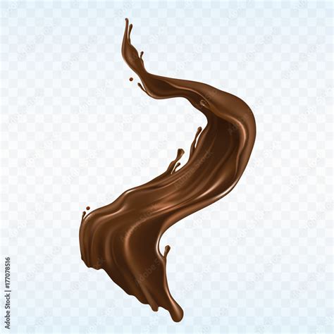 Hot Chocolate Cacao Or Coffee Splash Realistic Vector Illustration Isolated On White Background