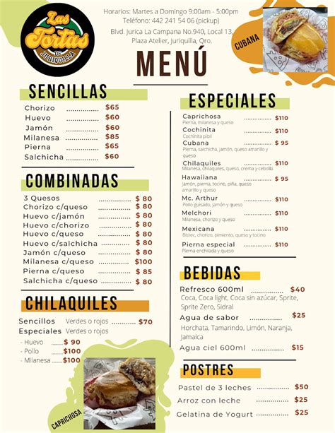 Carta Del Restaurante Tortas Juriquilla Juriquilla