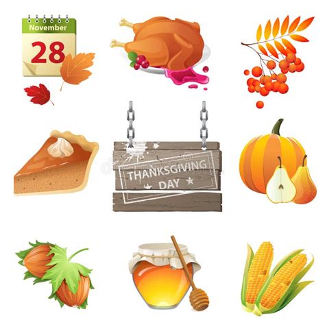 Thanksgiving Day Icons Stock Vector Illustration Of Calendar 32544059