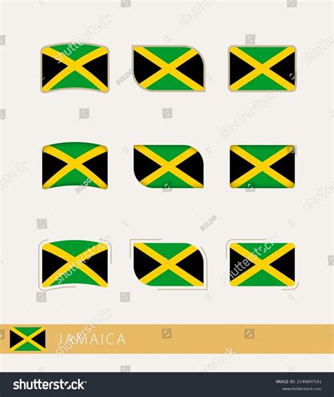 Vector Flags Jamaica Collection Jamaica Flags Stock Vector (Royalty