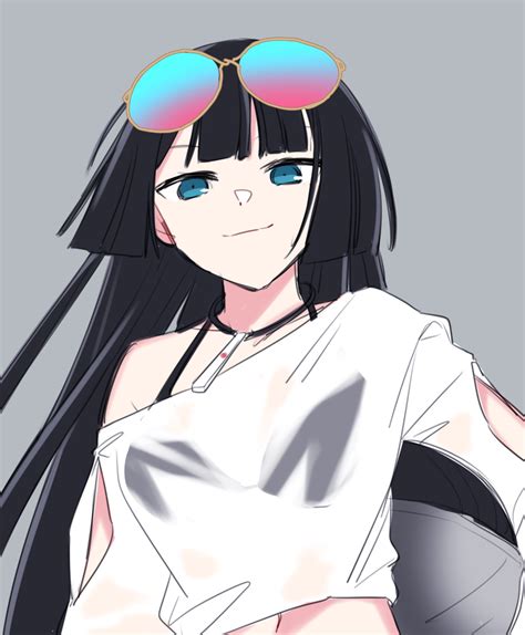 Safebooru 1girl Bangs Black Hair Blue Eyes Blunt Bangs Closed Mouth