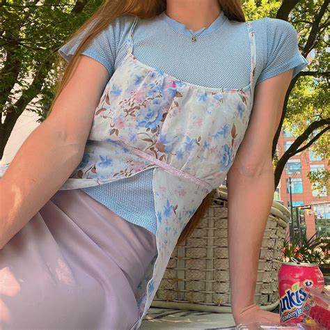 Vintage Y K Coquette Lingerie Shear Floral Tank Top Depop