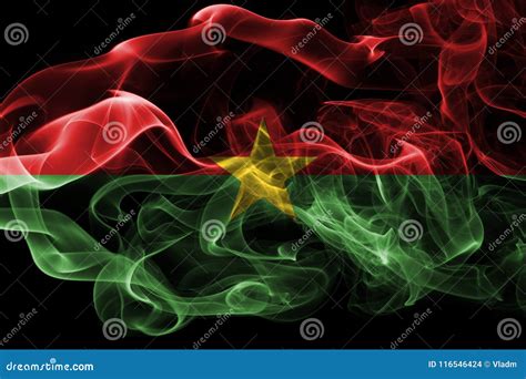 Burkina Faso Smoke Flag On A Black Background Stock Photo Image Of