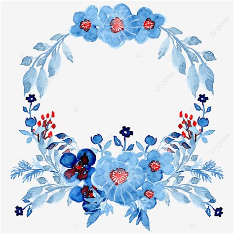 Guirlanda Floral Aquarela Azul Aguarela Floral Pintado M O Png E