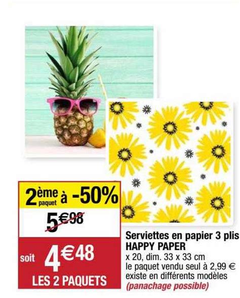 Promo Serviettes En Papier Plis Happy Paper Chez Migros France