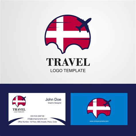 Travel Denmark Flag Logo and Visiting Card Design 14292515 Vector Art