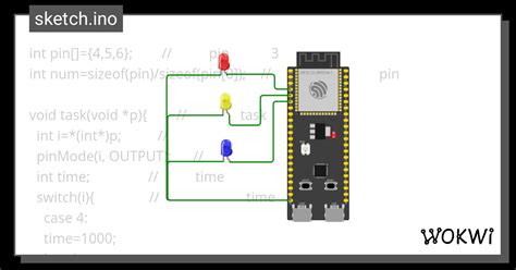 多任务点灯 单参数传入（switch） Wokwi Esp32 Stm32 Arduino Simulator