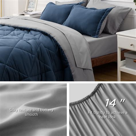 Discounted For Sale Luxury Bed In A Bag Bedding Comforter Set King Navy