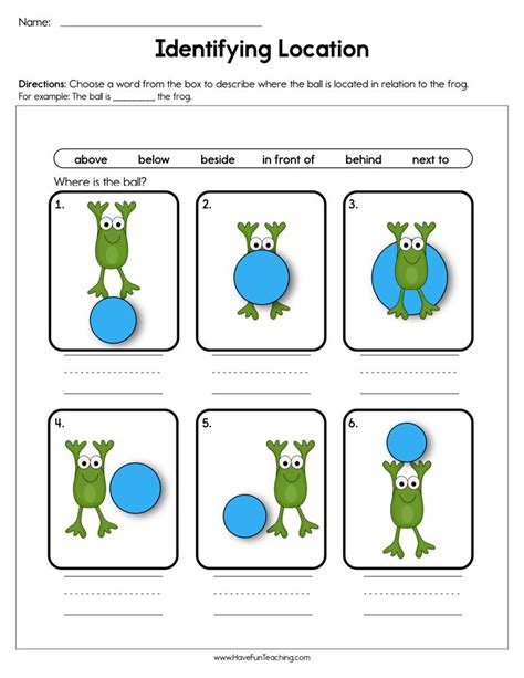 identifying location worksheet  teach simple