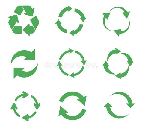 Recycle Icon Set Line Version Vector Eps10 Stock Vector