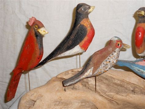 Folk Art Wooden Birds Hand Carved Hand Painted At 1stDibs Wooden