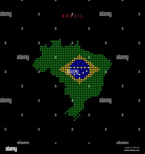 Square Dots Pattern Map Of Brazil Dotted Pixel Map With National Flag