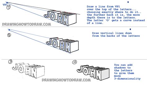 How To Draw 3 Dimensional Letters With 2 Point Perspective Simple