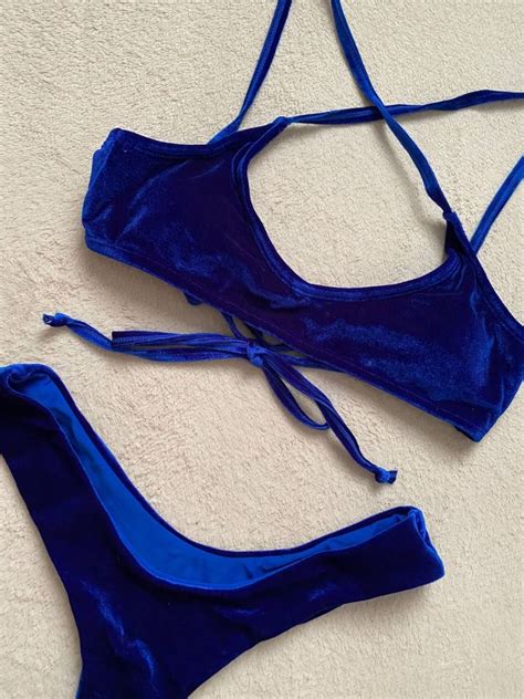 BLUE VELVET BIKINI M L ZAFUL FOR AVAILABLE Women S Fashion