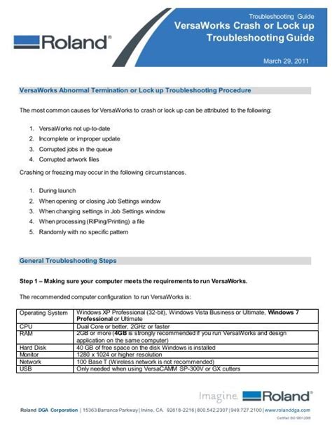 Versaworks Troubleshooting Guide Support Roland Dga