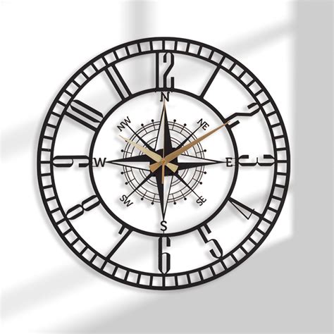 Nautical Wall Clock Large Clocks For Wall Compass Wall Clock Modern