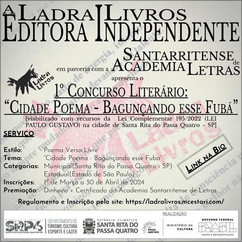 30 04 2024 Concurso Literário Cidade Poema Bagunçando Esse Fubá