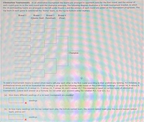 Solved Elimination Tournaments In An Elimination Tournament Chegg