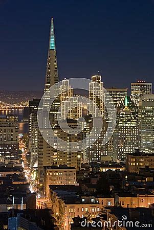 San Francisco Financial District At Night Royalty Free Stock Image ...