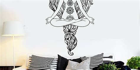 Vinyl Wall Decal Yoga Woman Meditation Hinduism Stickers Unique T