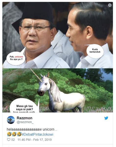 Jadi Viral Saat Debat Capres Warganet Buat Meme Kocak Unicorn Bikin