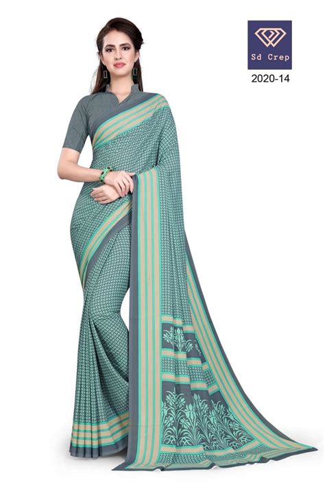 Printed Daily Wear Sd Crep Uniform Saree 6 3 M With Blouse Piece At