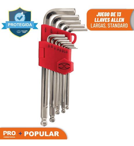 Juego De 13 Llaves Allen Punta Bola Largas Standard 13645 MercadoLibre