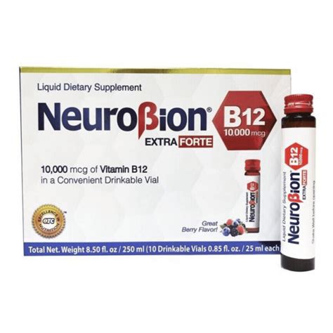 Neurobion Extra Forte B12 10 000 Mcg Vials Extreme Powerful 25 Ml 10 Vials Per Box Berry Flavor