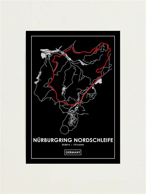 Nurburgring Nordschleife Germany Track Map Red Photographic