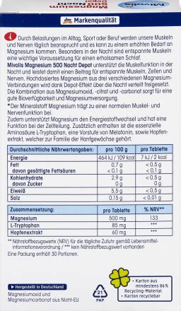 Mivolis Mivolis Magnesium 500 Nacht Depot 30 St 43 G Dauerhaft