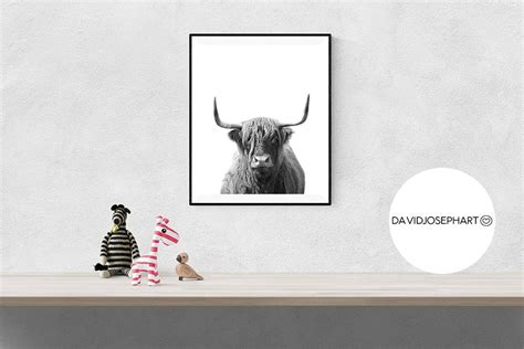 Highland Cow Print, Black and White, Highland Bull Print, Printable ...